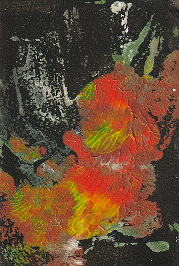 夜に見る花の抽象画