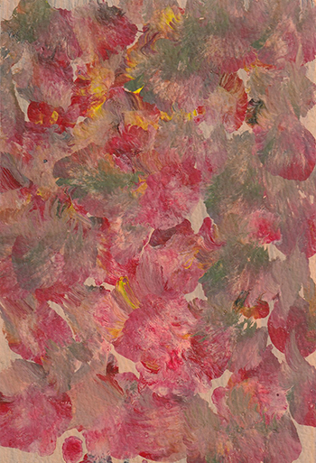 赤とピンクの花が咲いたような抽象画