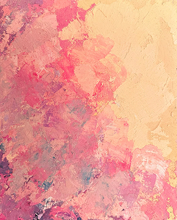 暖かな色味・にじむような表現で描かれた珪藻土の抽象画