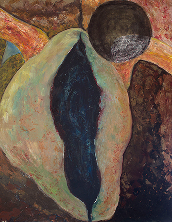 牛の頭骨をデフォルメしたような抽象画